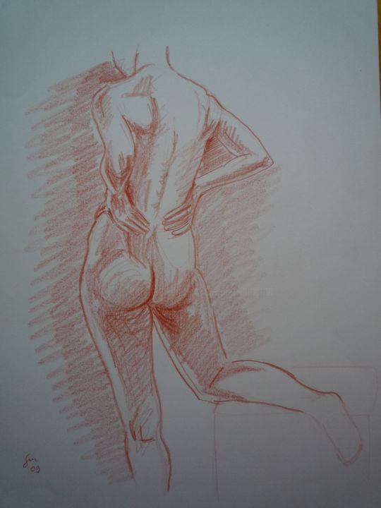 Drawing titled "Croquis 4" by Stefano Di Marco, Original Artwork, Charcoal