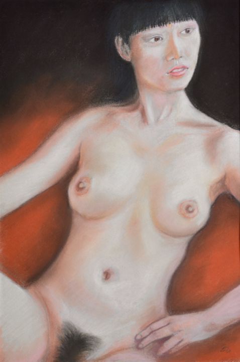 Painting titled "Nudo 4" by Stefano Di Marco, Original Artwork, Pastel