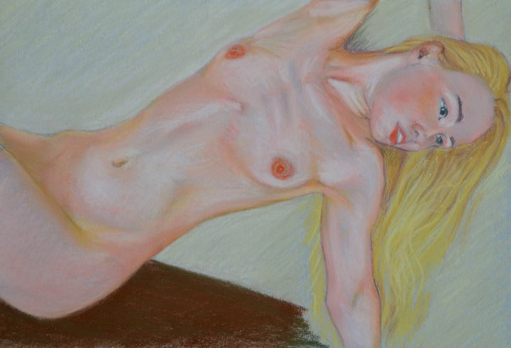 Painting titled "Nudo 6" by Stefano Di Marco, Original Artwork, Pastel