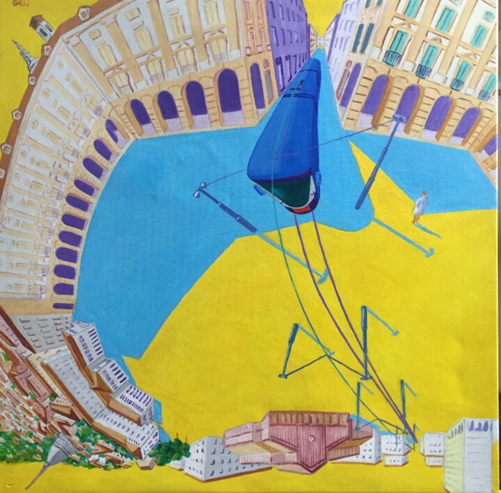 Painting titled "la grande piazza" by Stefano Galli, Original Artwork, Acrylic