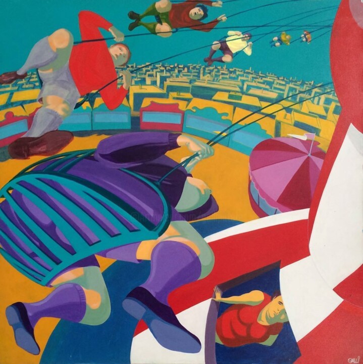 Painting titled "Luna park" by Stefano Galli, Original Artwork, Acrylic