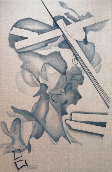 Drawing titled "CCV" by Stefano Mazzolini, Original Artwork, Charcoal Mounted on Wood Stretcher frame