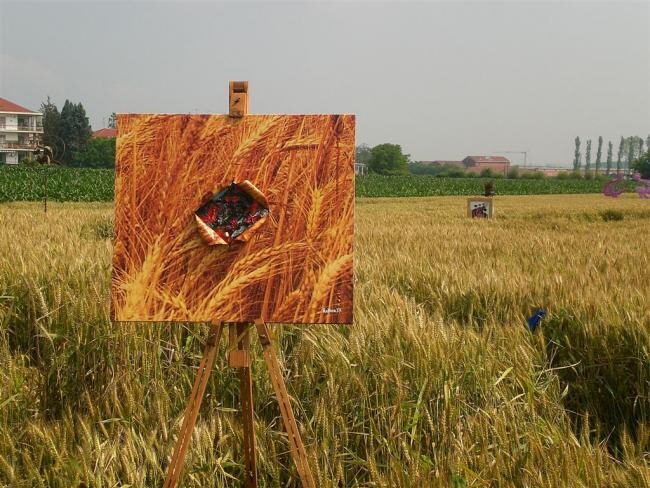 Painting titled "Enigma di un campo…" by Stefano Rollero, Original Artwork