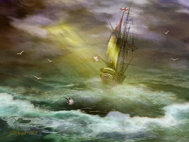 Arte digital titulada "High Seas Navigation" por Stefano Popovski, Obra de arte original, Trabajo Digital 2D