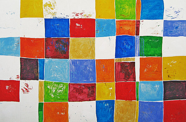 Peinture intitulée ""colore a scacchi"" par Stefano Pedrini, Œuvre d'art originale, Huile