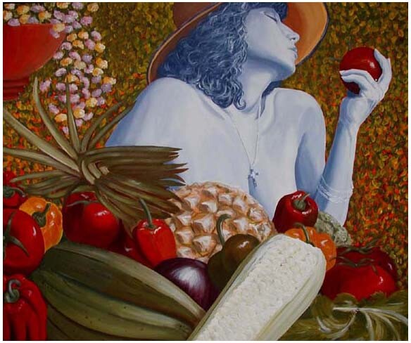 Pittura intitolato "Frutti della Terra" da Stefano Possieri, Opera d'arte originale, Olio