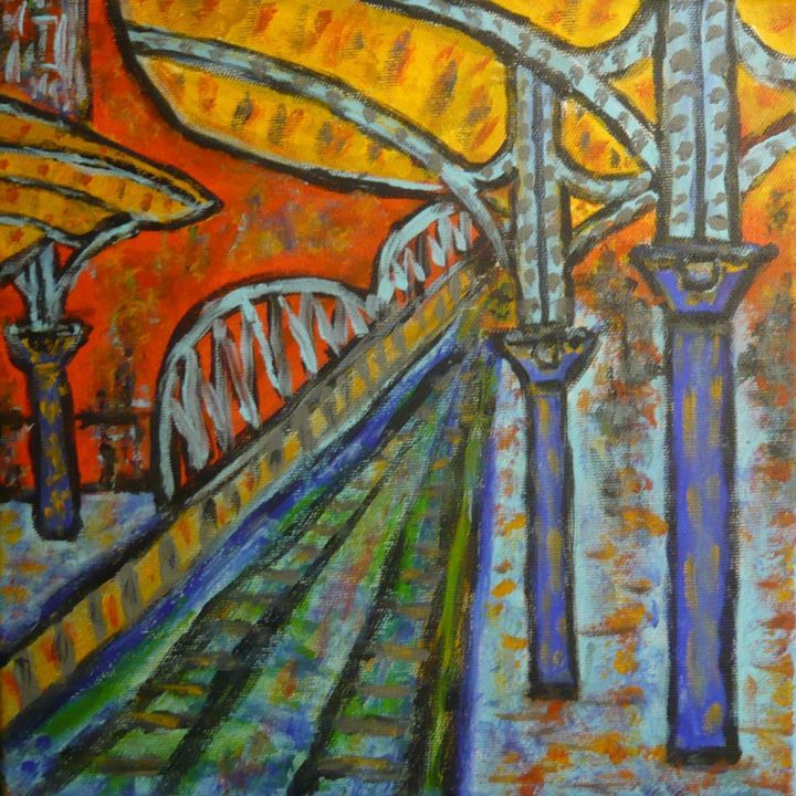 Painting titled "Au Quai du Métro" by Stefan Schift, Original Artwork, Acrylic