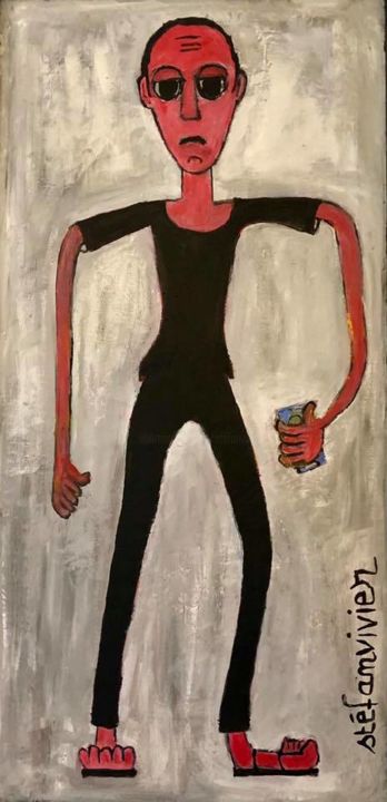 Painting titled "homme" by Stéfanvivier, Original Artwork