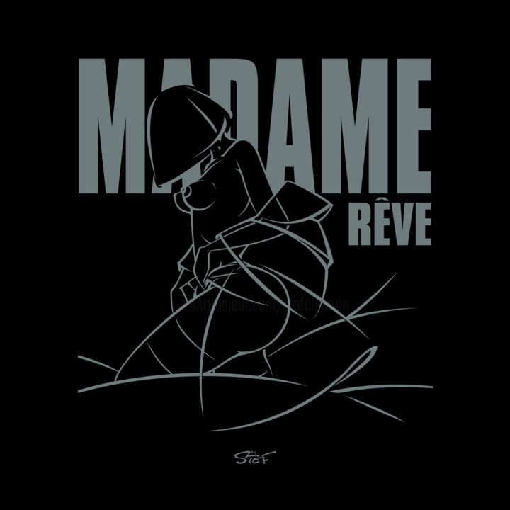 Arts numériques intitulée "Madame Rêve N°3 Noir" par Stef'Création, Œuvre d'art originale, Peinture numérique