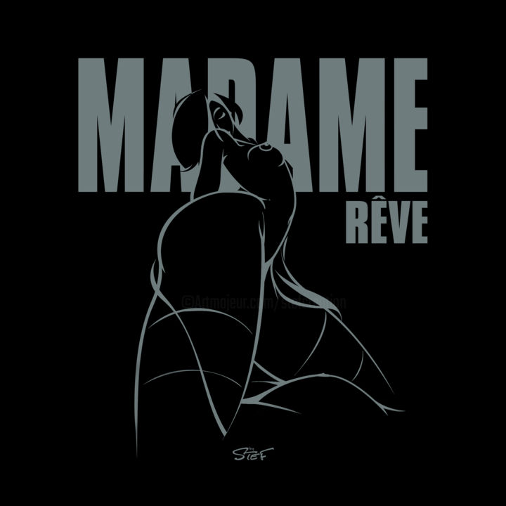 Arts numériques intitulée "Madame Rêve N°5 Noir" par Stef'Création, Œuvre d'art originale, Peinture numérique