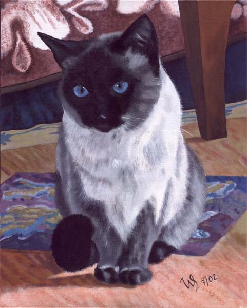 Malerei mit dem Titel "Siam-Katze" von Steffi Wesarg, Original-Kunstwerk, Öl