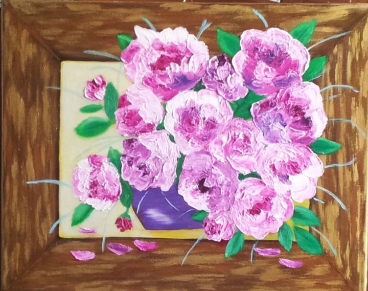 Malerei mit dem Titel "Rose rosse per te" von Stefka Hristova, Original-Kunstwerk, Öl