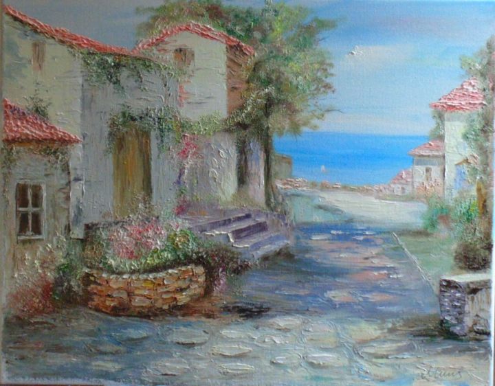 Painting titled "Verso mare" by Stefka Hristova, Original Artwork, Oil