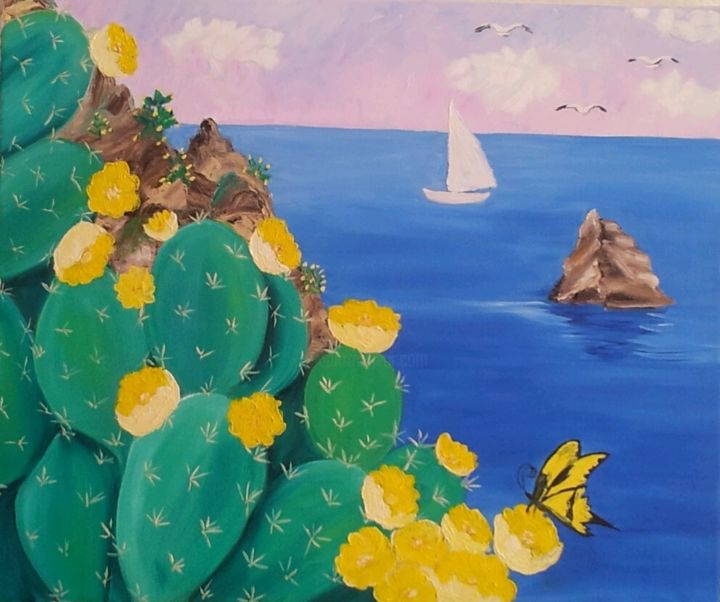 Peinture intitulée "Barca bianca" par Stefka Hristova, Œuvre d'art originale, Huile