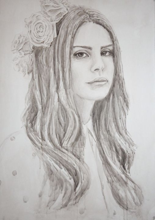 Painting titled "Lana Del Rey" by Best Arts, Original Artwork, Acrylic