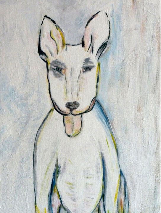 Pintura intitulada "My Friend Dog" por Stela Cobra, Obras de arte originais, Acrílico Montado em Maca de lona
