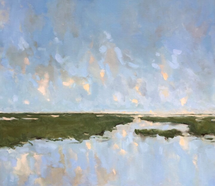 Painting titled "Morning light" by Stella Burggraaf, Original Artwork, Oil Mounted on Wood Stretcher frame