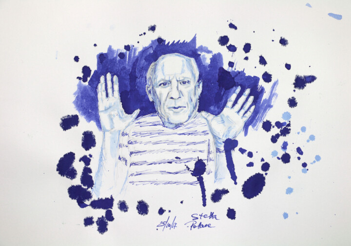 Painting titled "Pablo picasso 25 oc…" by Stella Polare, Original Artwork, Ink