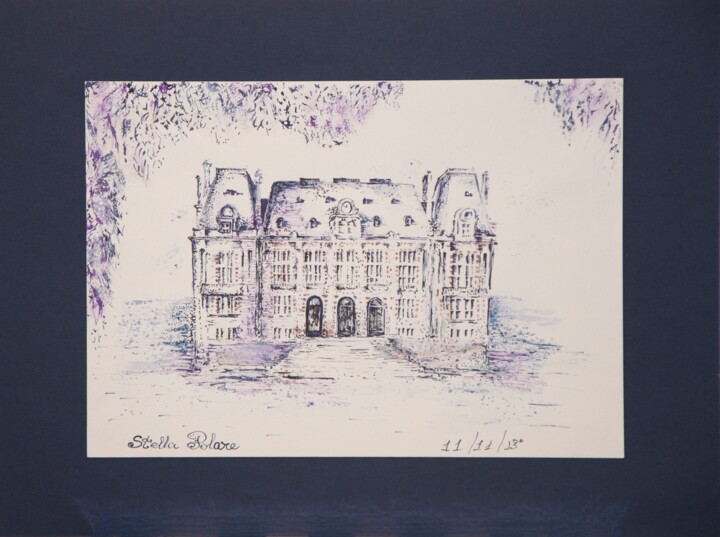Рисунок под названием "Mairie-de-Versailles" - Stella Polare, Подлинное произведение искусства, Чернила