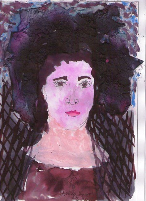 Painting titled "LADY." by Stella Ambartzi, Original Artwork