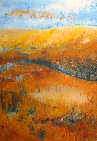 Malerei mit dem Titel "Land of richness" von Stella Velka, Original-Kunstwerk, Öl