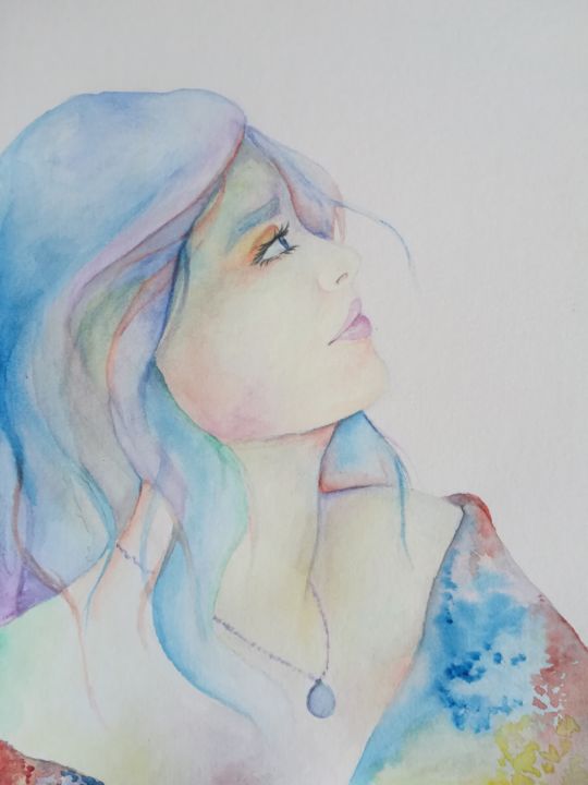 Painting titled "Aquarelle" by Stellie Zannier, Original Artwork, Watercolor