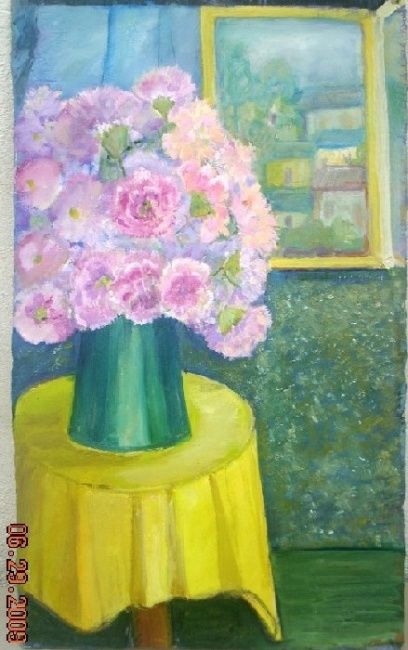 Painting titled "Flowers" by Steluta Dumitrescu Zelici, Original Artwork