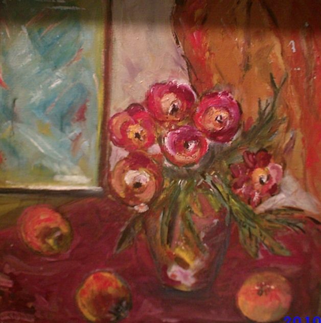 Painting titled "Still life with app…" by Steluta Dumitrescu Zelici, Original Artwork