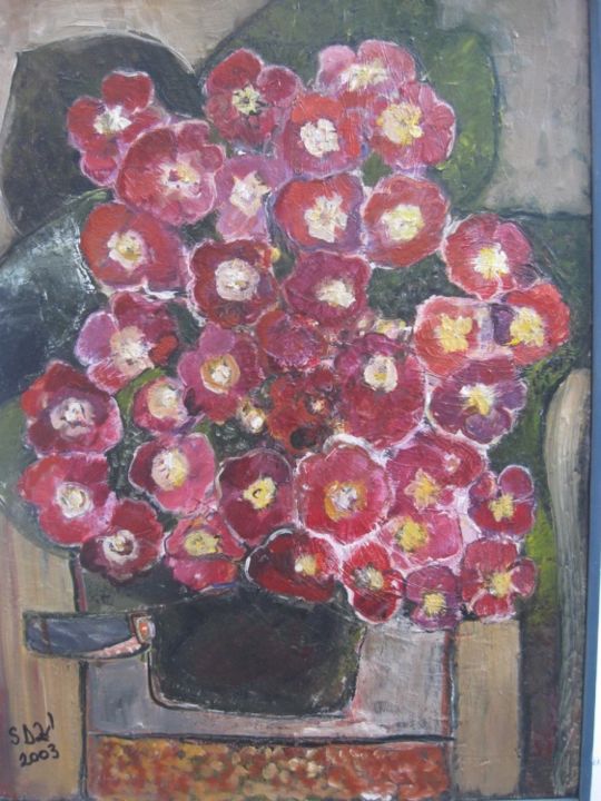 Painting titled "Flori" by Steluta Dumitrescu Zelici, Original Artwork, Other