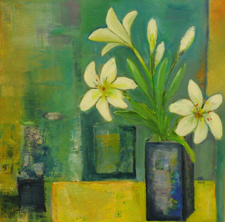 Painting titled "Imperial Lilies" by Steluta Dumitrescu Zelici, Original Artwork