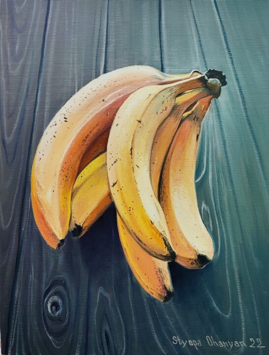 Ζωγραφική με τίτλο "Bananas (40x30cm, o…" από Stepan Ohanyan, Αυθεντικά έργα τέχνης, Λάδι Τοποθετήθηκε στο Ξύλινο φορείο σκε…