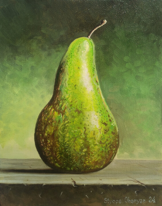 Pintura intitulada "Pear in Repose" por Stepan Ohanyan, Obras de arte originais, Óleo Montado em Armação em madeira