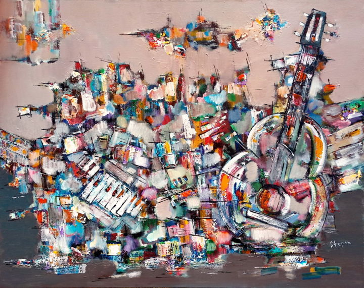 Картина под названием "музыка" - Степан Оганджанян, Подлинное произведение искусства, Масло