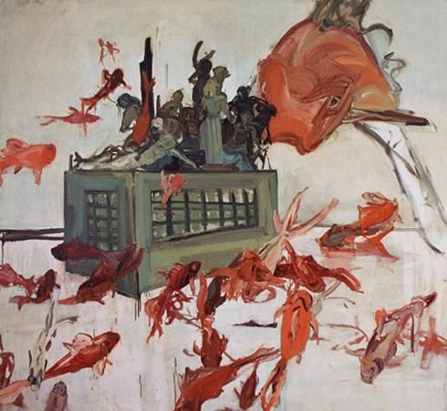 Peinture intitulée "Fish Hell" par Steph Goodger, Œuvre d'art originale