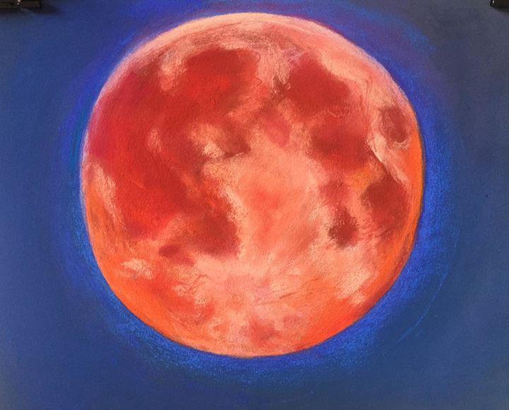 Pintura intitulada "Blood Moon 26th May…" por Stephanie Findlay, Obras de arte originais, Pastel Montado em Metal