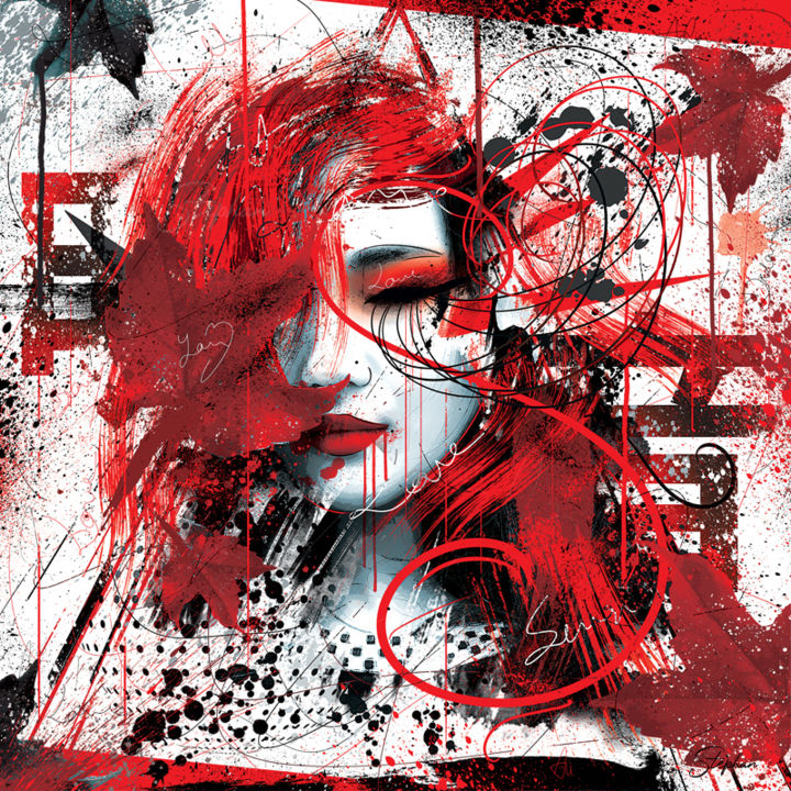 Digital Arts titled "Akane" by Stéphan Art (Stéphan Art), Original Art, Digital Painting Mounted on Aluminium