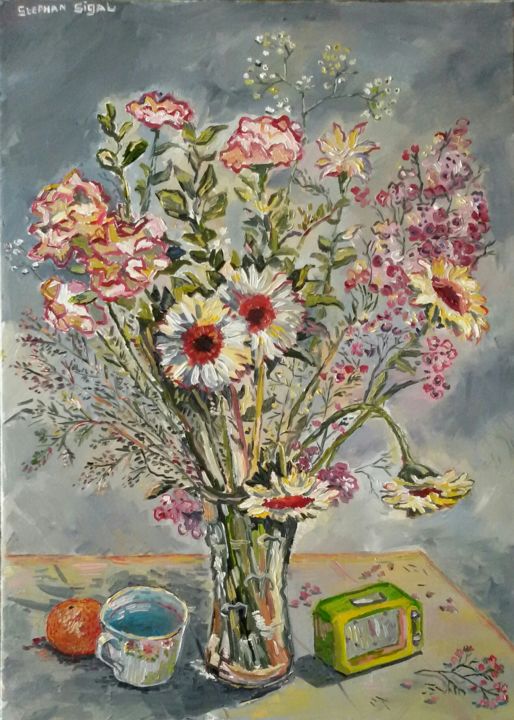 Painting titled "Полевые цветы." by Stephan_sigal, Original Art, Oil