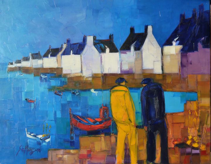 Peinture intitulée "La Discussion" par Stéphane De Maussane, Œuvre d'art originale, Huile