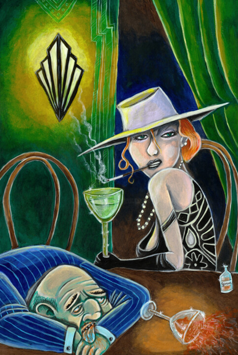 Pintura titulada "Tronche de Bar- Cya…" por Stéphane Cailleau, Obra de arte original, Acrílico