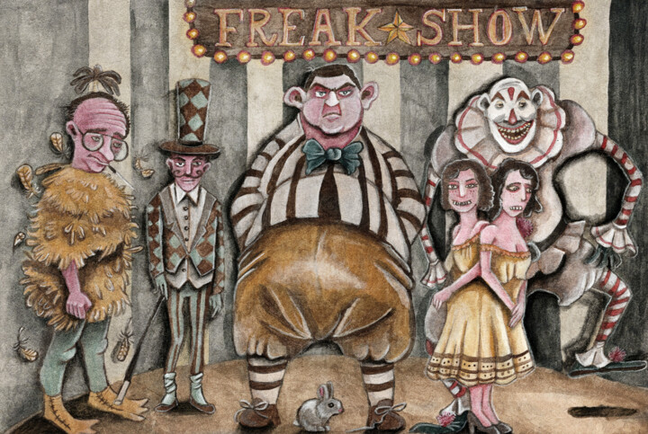 Pintura intitulada "Freak's Show" por Stéphane Cailleau, Obras de arte originais, Acrílico