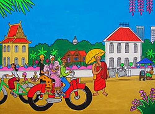 Malerei mit dem Titel "I love Cambodia" von Stephane Delaprée, Original-Kunstwerk