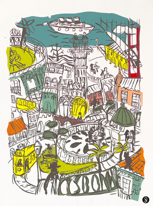 Gravures & estampes intitulée "lisboa.jpg" par Stephane Dethy, Œuvre d'art originale, Sérigraphie