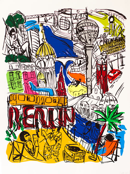Gravures & estampes intitulée "posterberlin.jpg" par Stephane Dethy, Œuvre d'art originale, Sérigraphie