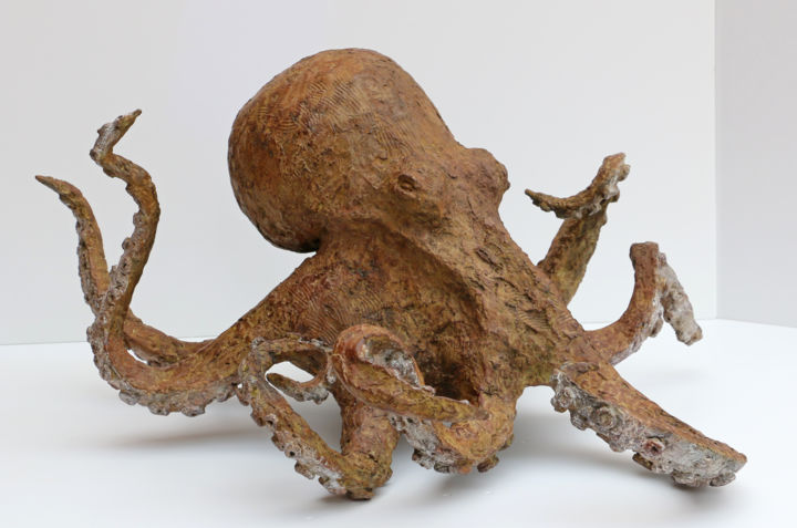 Sculpture intitulée "pieuvre - bronze1/8" par Stéphane Goarnisson, Œuvre d'art originale,