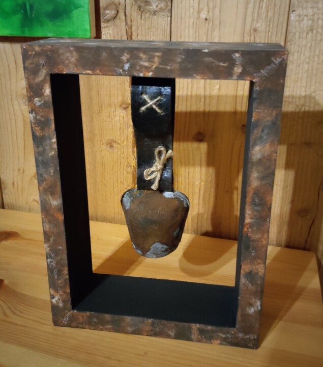 Sculpture intitulée "Cadre avec cloche" par Stéphane Jenny, Œuvre d'art originale, Métaux