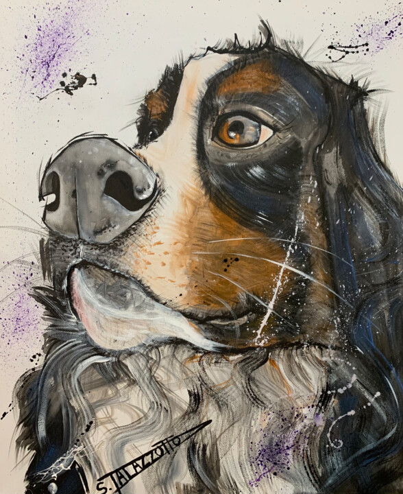 Peinture intitulée "Cesar(chien)" par Stéphane Palazzotto, Œuvre d'art originale, Acrylique