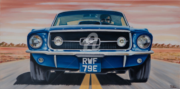 Peinture intitulée "Ford Mustang.jpg" par Stephane Paturel, Œuvre d'art originale, Huile