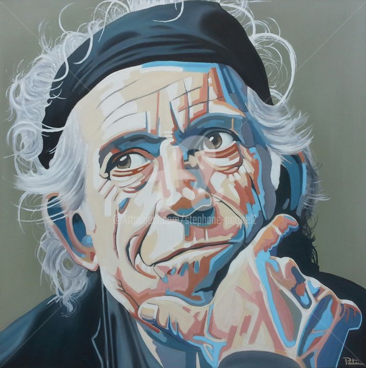 Painting titled "keith Richards 2" by Stephane Paturel, Original Artwork, Oil