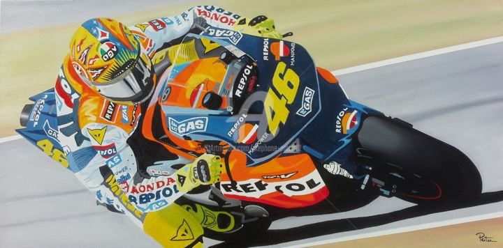 Painting titled "valentino Rossi" by Stephane Paturel, Original Artwork, Oil