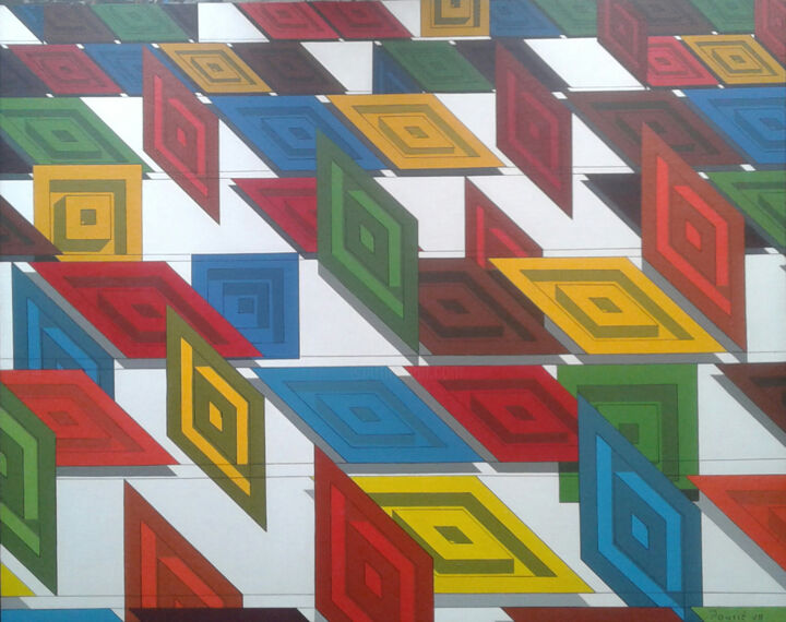 绘画 标题为“D” 由Stephane Pontié, 原创艺术品, 丙烯 安装在木板上